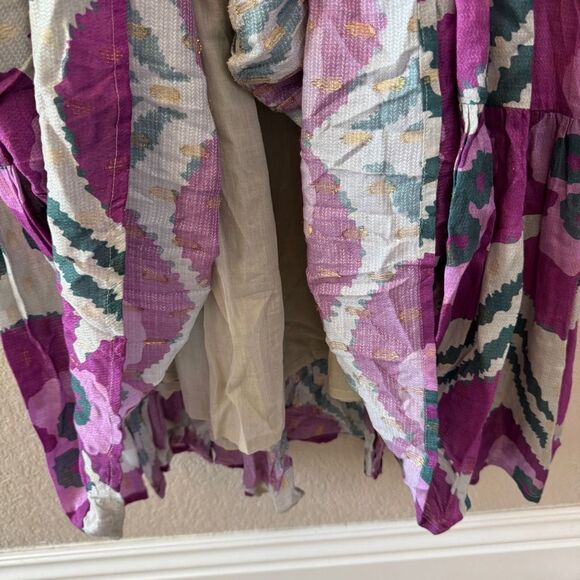 NWT Oliphant Smocked Top Maxi Dress Medium Patola Purple Long Sleeve Tuckernuck - Picture 10 of 16